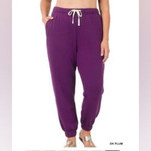 Zenana soft stretch sweatpants in dark plum!